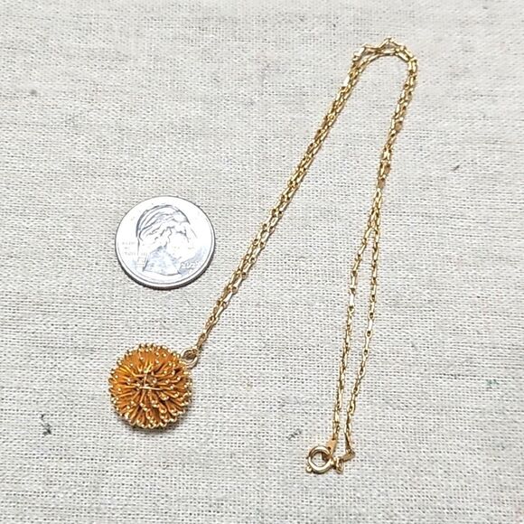 Handmade Vermeil Golden Pinecone Prickly Pendant Necklace - Picture 3 of 8